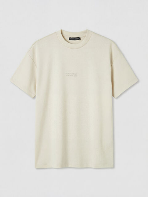 LCW Modest Bisiklet Yaka Baskılı Kadın Tişört