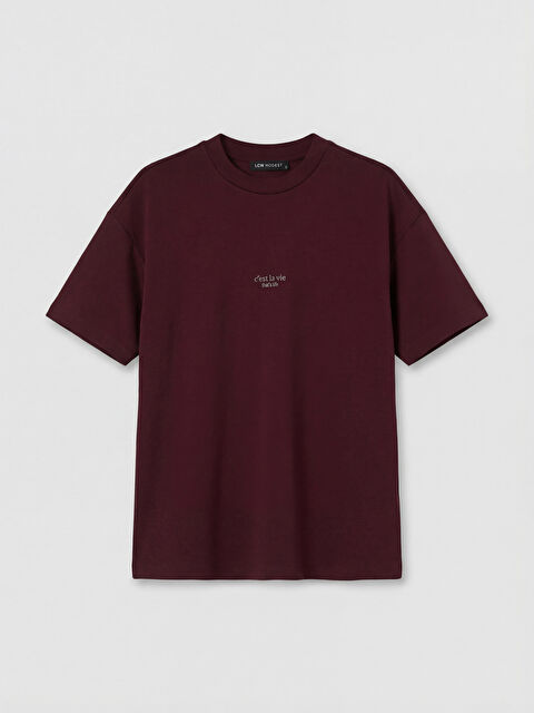 LCW Modest Bisiklet Yaka Baskılı Kadın Tişört