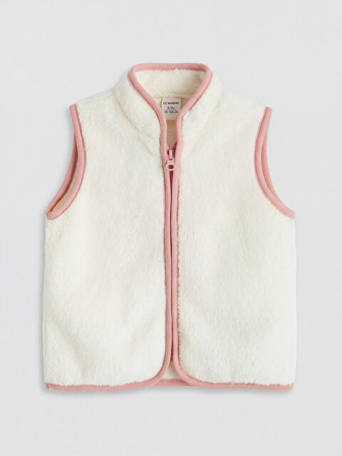 LCW baby Dik Yaka Kız Bebek Pelüş Yelek - S6D893Z1-FDL