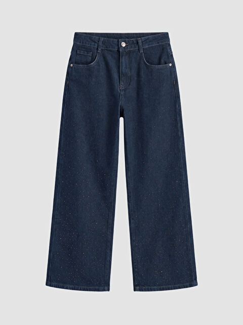 LCW Kids Wideleg Taşlı Kız Çocuk Jean Pantolon - S6F900Z4-309