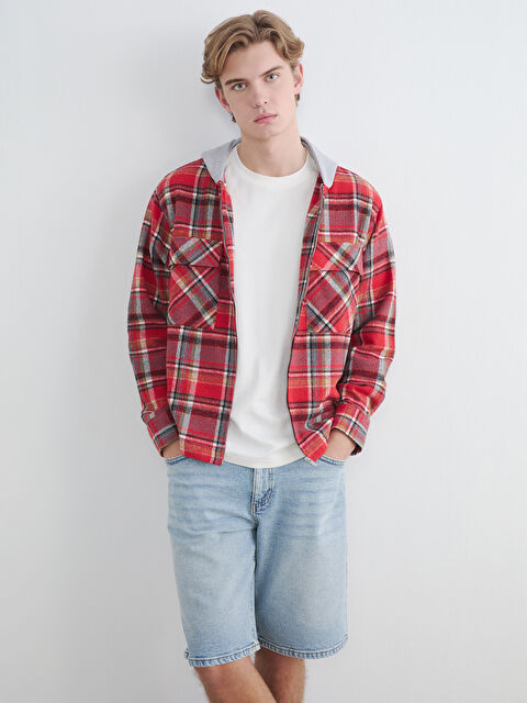 XSIDE Rahat Kalıp Kapüşonlu Erkek Oduncu Gömlek Ceket - S6A901Z8-LPA