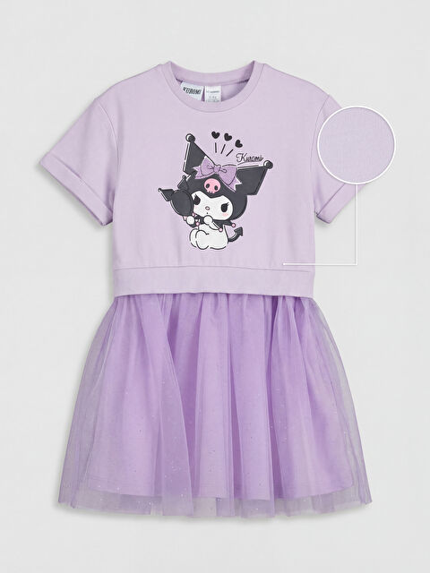 LCW Kids Kuromi Baskılı Kız Çocuk Tütü Elbise - S6E903Z1-G0W