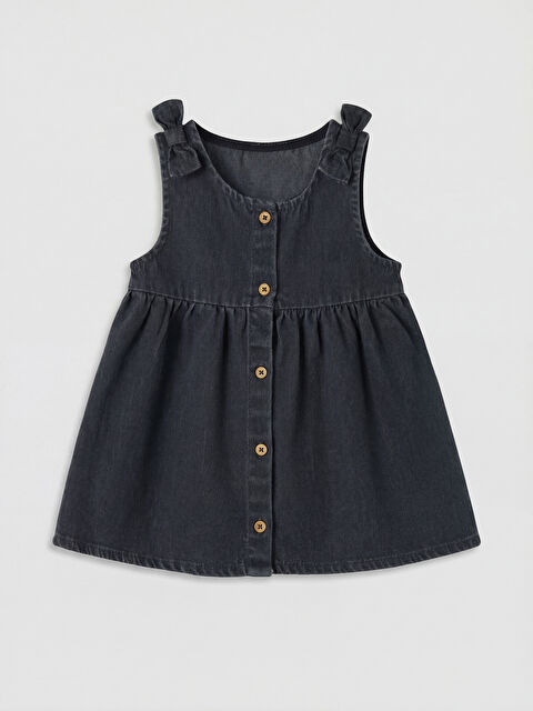 LCW baby Fiyonk Detaylı Kız Bebek Jean Elbise - S6A915Z1-12M