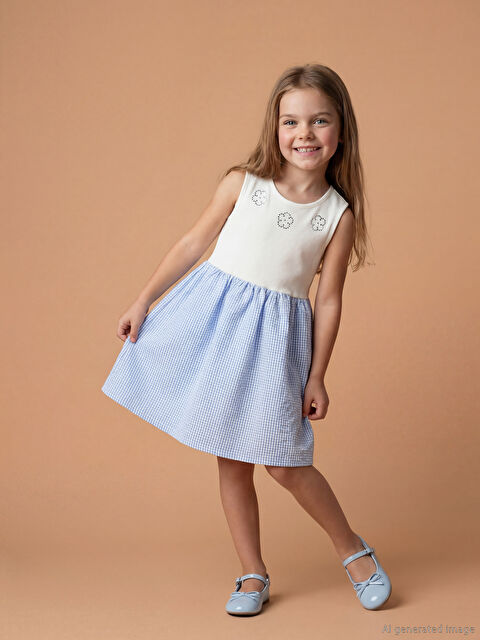 LCW Kids Bisiklet Yaka Kız Çocuk Elbise	