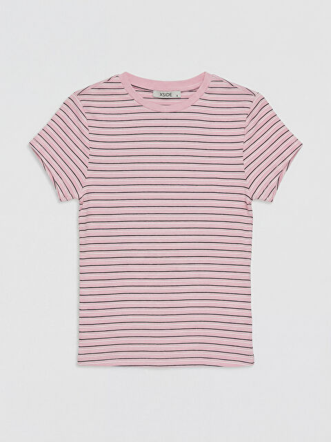 XSIDE Bisiklet Yaka Çizgili Kadın Tişört