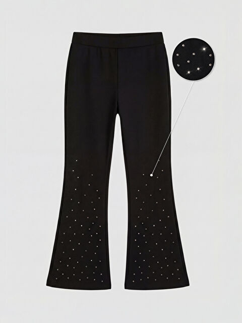 LCW Kids Taşlı Kız Çocuk İspanyol Paça Soft Touch Tayt