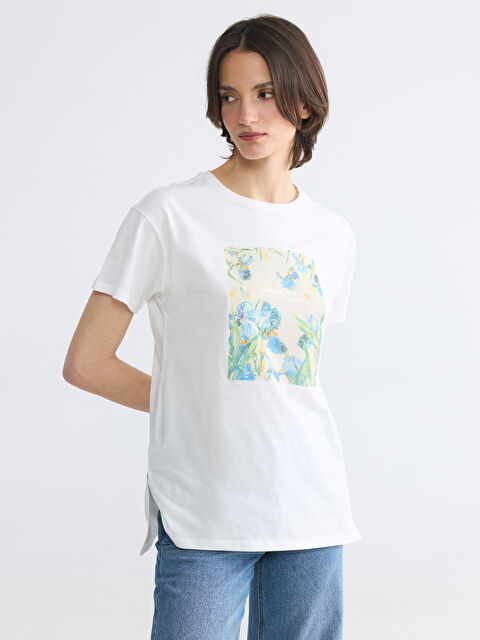 LCW EVERYDAY Bisiklet Yaka Baskılı Kadın Tişört