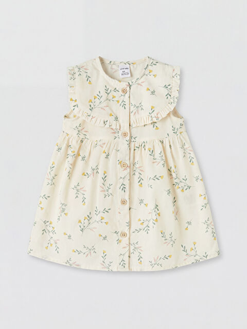 LCW baby Bisiklet Yaka Çiçek Desenli Kız Bebek Elbise