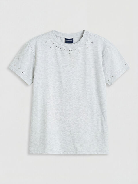 LCW Kids Bisiklet Yaka Taşlı Kız Çocuk Tişört - S6D938Z4-D5C