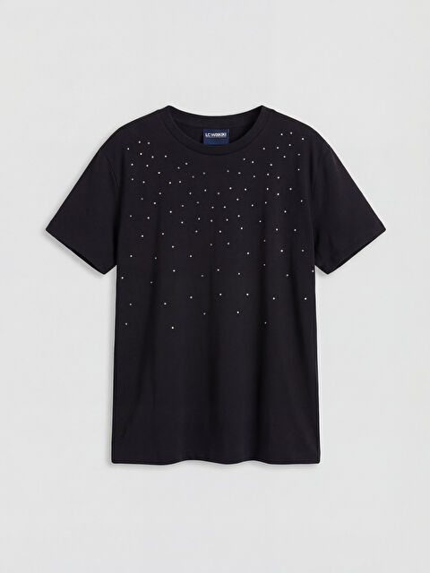 LCW Kids Bisiklet Yaka Taşlı Kız Çocuk Tişört - S6B938Z4-CVL