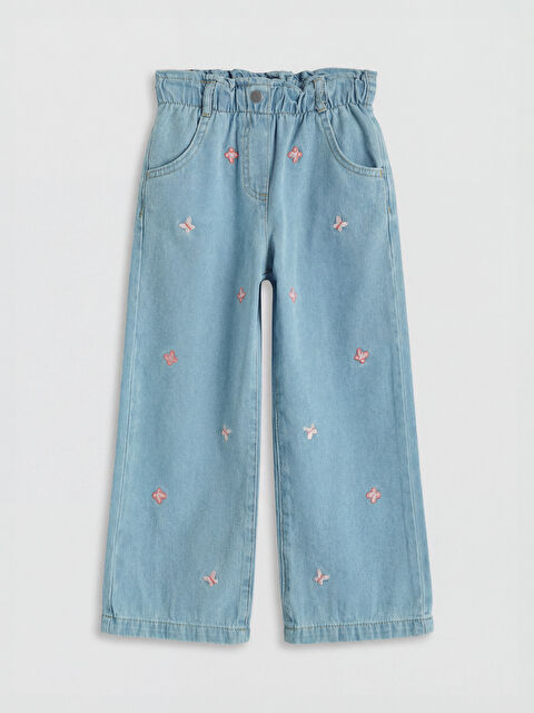 LCW Kids Nakışlı Kız Çocuk Jean Pantolon