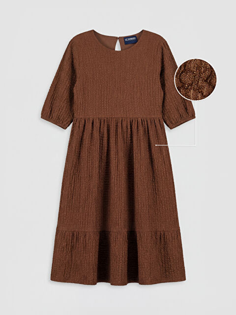 LCW Kids Bisiklet Yaka Dokulu Kız Çocuk Elbise