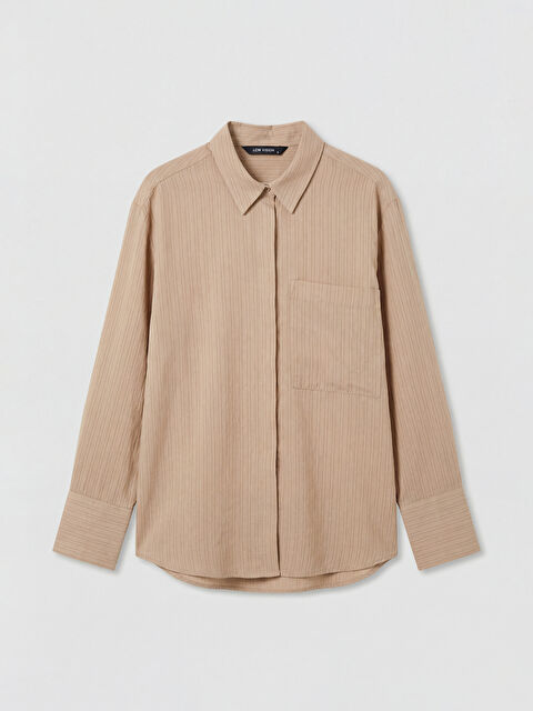 LCW Vision Çizgili Oversize Kadın Gömlek - S6A946Z8-LEC