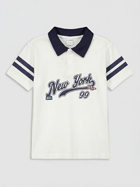 LCW Kids Polo Yaka New York Baskılı Erkek Çocuk Tişört - S6E946Z1-R9J