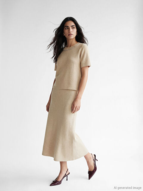 LCW Vision Beli Lastikli Kloş Etek