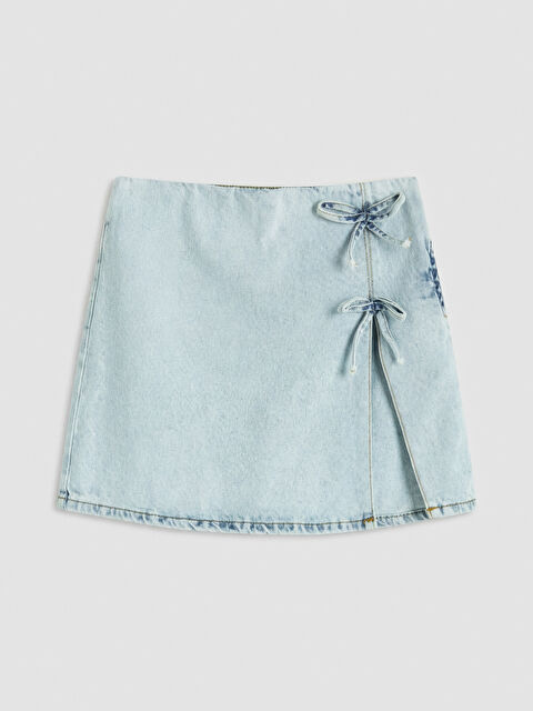 LCW Kids Fiyonk Detaylı Kız Çocuk Jean Şort Etek