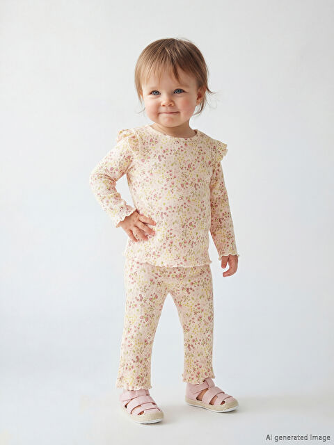 LCW baby Floral Baby Girls' T-Shirt and Leggings Set