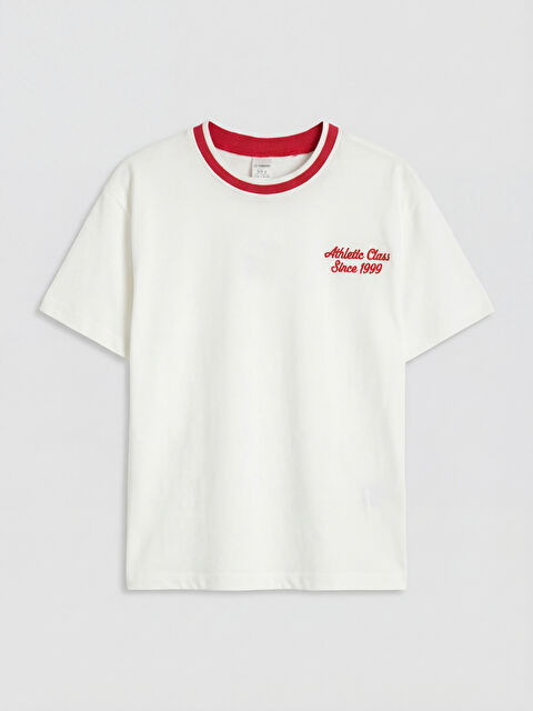 LCW Kids Bisiklet Yaka Nakışlı Erkek Çocuk Tişört - S6C953Z1-R9J