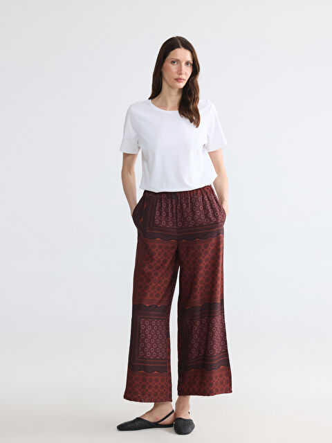 LCW Grace Beli Lastikli Desenli Kadın Pantolon