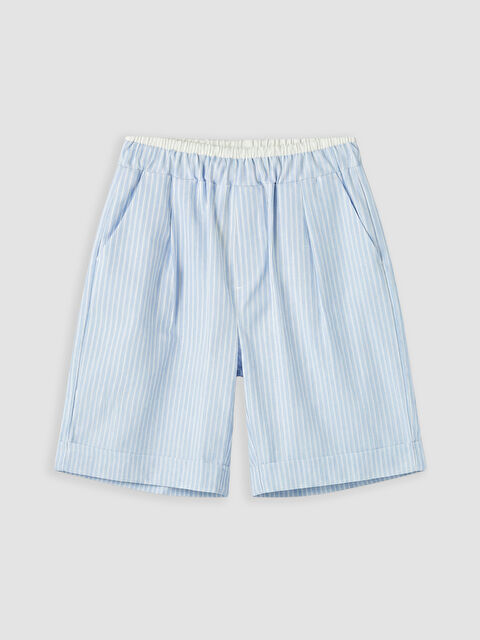 LCW Kids Beli Lastikli Kız Çocuk Poplin Şort