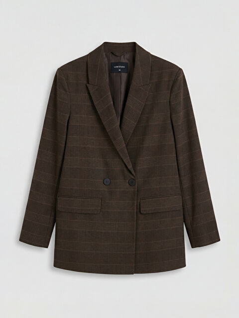 LCWAIKIKI Classic Kruvaze Yaka Ekose Kadın Blazer Ceket - S6E967Z8-LLL