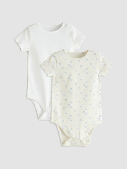 LCW baby Bisiklet Yaka Desenli Kız Bebek Çıtçıtlı Body 2'li - S6C970Z1-LRA