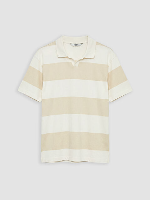 XSIDE Relaxed Fit Polo Yaka Çizgili Erkek Tişört