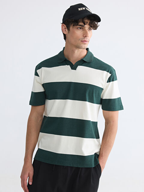 XSIDE Polo Yaka Çizgili Penye Erkek Tişört