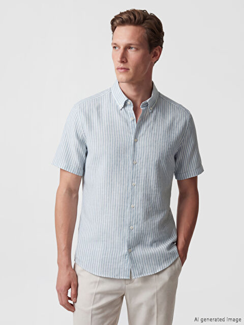 SOUTHBLUE Regular Fit Çizgili Dokulu Erkek Gömlek