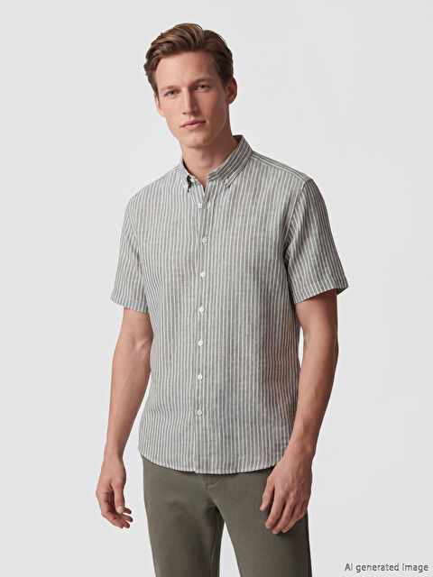 SOUTHBLUE Regular Fit Çizgili Dokulu Erkek Gömlek