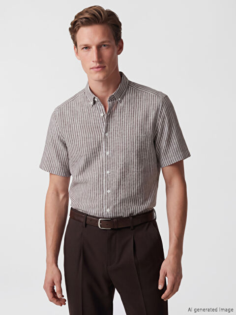 SOUTHBLUE Regular Fit Çizgili Dokulu Erkek Gömlek