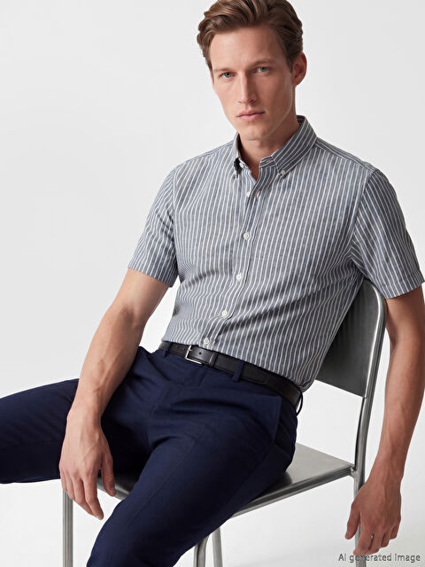 SOUTHBLUE Regular Fit Çizgili Dokulu Erkek Gömlek