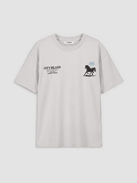 LCW Kids Bisiklet Yaka Baskılı Erkek Çocuk Tişört - S6D991Z4-3W9