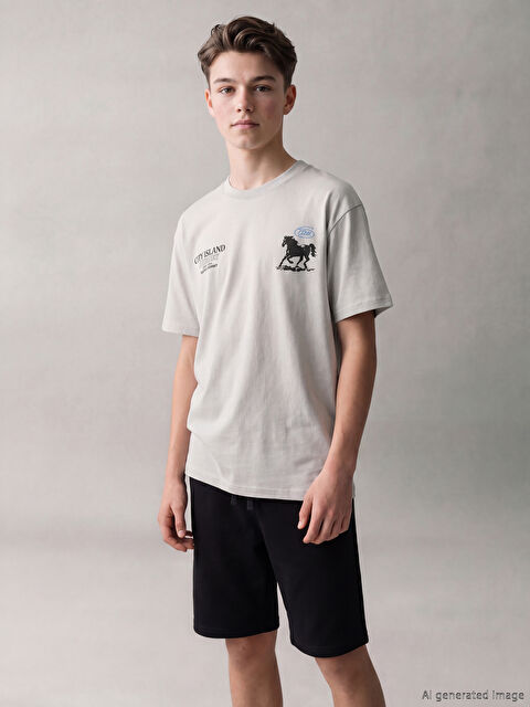 LCW Kids Bisiklet Yaka Baskılı Erkek Çocuk Tişört