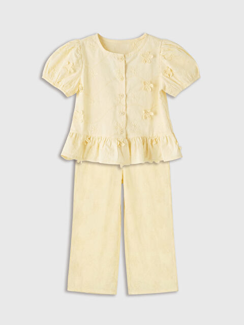 LCW Kids Nakışlı Kız Çocuk Gömlek ve Pantolon - S6C993Z1-FQ0