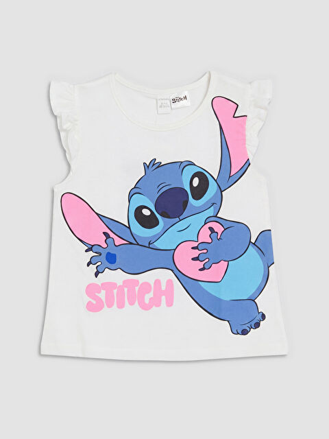 LCW Kids Bisiklet Yaka Lilo & Stitch Baskılı Kız Çocuk Atlet