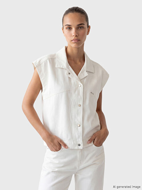 Natuvera Gömlek Yaka Kadın Yelek