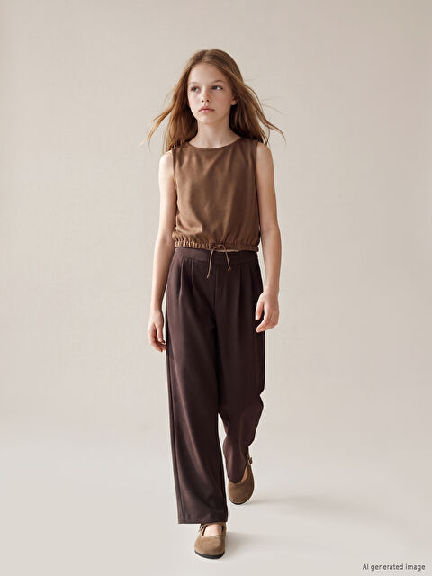 LCW Kids Kız Çocuk Geniş Paça Soft Touch Pantolon