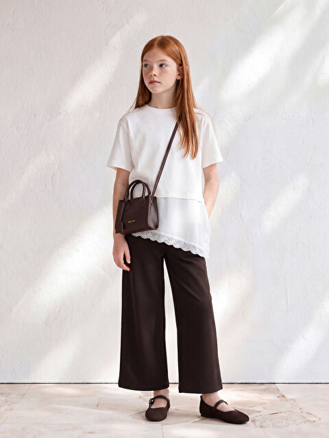 LCW Kids Kız Çocuk Geniş Paça Soft Touch Pantolon