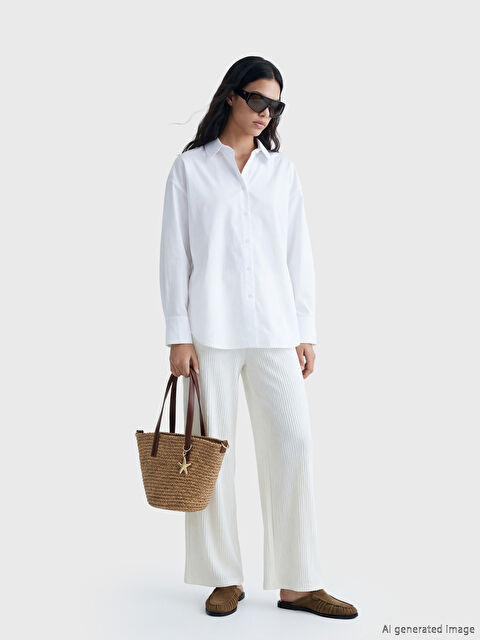 LCW Vision Beli Lastikli Dokulu Kadın Pantolon