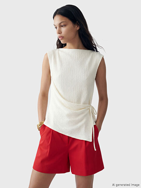 LCW Vision Kayık Yaka Dokulu Bluz