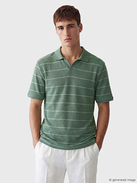 LCW Vision Polo Yaka Çizgili Erkek Tişört