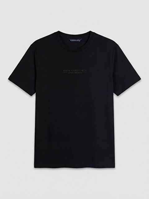 LCWAIKIKI Classic Bisiklet Yaka Baskılı Erkek Penye Tişört