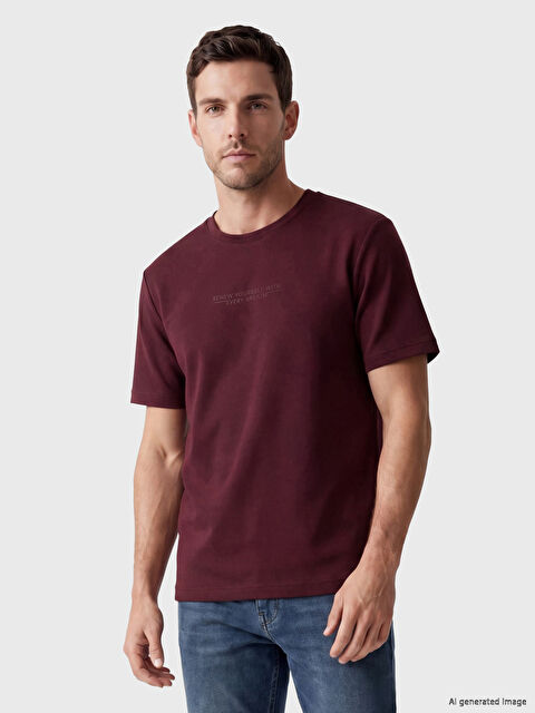 LCWAIKIKI Classic Bisiklet Yaka Baskılı Erkek Dry Touch Tişört