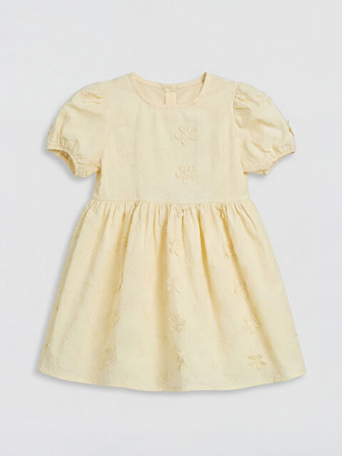 LCW Kids Bisiklet Yaka Çiçek Nakışlı Kız Çocuk Saten Elbise - S6P072Z1-FQ0