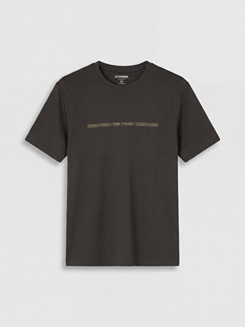 LCWAIKIKI Classic Bisiklet Yaka Baskılı Penye Erkek Tişört