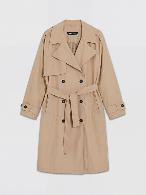 LCW Modest Kruvaze Yaka Kuşaklı Kadın Trençkot