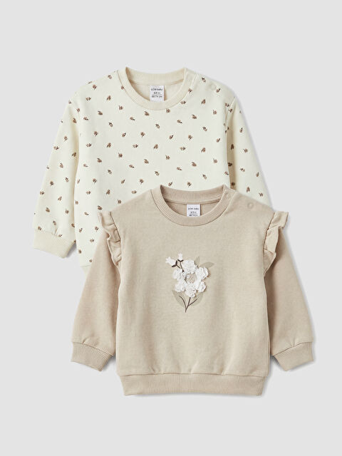 LCW baby Bisiklet Yaka Kız Bebek 2'li Sweatshirt - S6P135Z1-G1Y