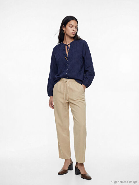 LCW Jeans Beli Lastikli Balloon Fit Kadın Jean Pantolon