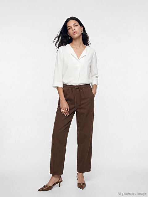 LCW Jeans Beli Lastikli Balloon Fit Kadın Jean Pantolon